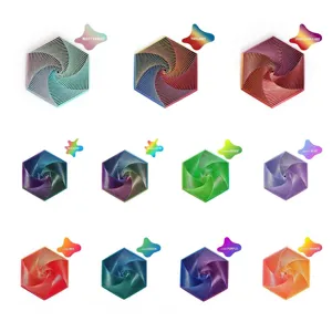 3D Printed Fractal Fidget Hexagon Stress Relief Toy PLA Geometric Desktop Ornament Gradient Fractal Toy For Adults Office Desk Toy