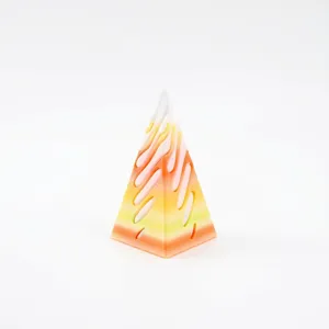 3D printed rainbow pyramid stress relief fidget toy with hollow spiral patterns on white