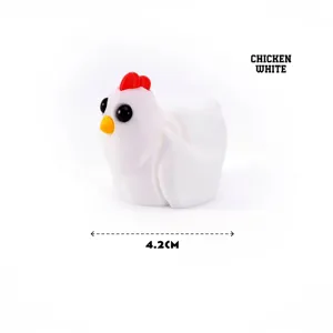 Figura de pollo blanco impresa en 3D con articulaciones móviles, adorno de 4,2 cm para paisaje