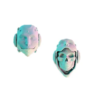 3D-gedruckte Cyberpunk-Büste Mech-Mädchen Schädel mit mechanischem Öffnungsmechanismus
