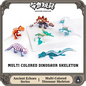 Figuras de juguete de esqueletos de dinosaurios coloridos impresas en 3D