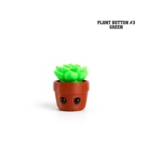 Détail d'un bouton de décompression succulent vert imprimé en 3D avec un pot mignon