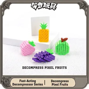 3D Printed Pixel Fruit Fidget Toy PLA Stress Relief Retractable Sensory Toy For Kids Adults Office Desk Decoration Pineapple Strawberry Grape Apple