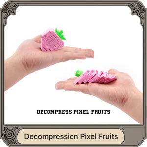 3D printed pixel strawberry fidget toy for stress relief and sensory play decoration