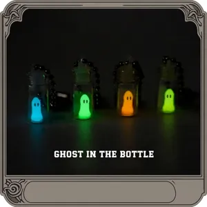 Luminous 3D Printed Ghost In A Bottle Keychain Creative Halloween Glow In The Dark Mini Ghost Figure Figure Stress Relief Toy Ornament