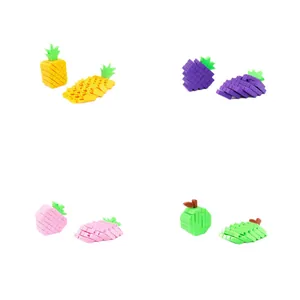3D printed retractable fruit decompression toy set in four vibrant fruit styles