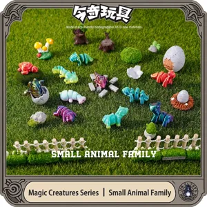 Minifiguras de Familia de Animales Impresas en 3D Juguetes de PLA Articulados Miniatura Caja Sorpresa Accesorios de Llavero Coloridos Decoración de Escritorio