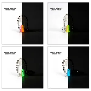 Mini luminous 3D printed ghost in a glass bottle keychain for Halloween party decoration