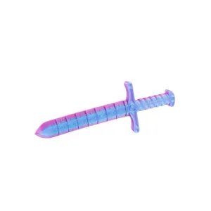 Colorful 3D printed retractable gravity sword toy with gradient blue and purple finish
