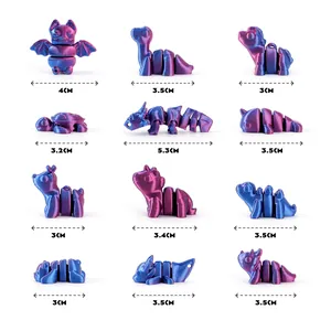 Juego de 12 mini figuras de animales impresas en 3D con marcas de tamaño exactas