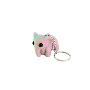 Schattige 3D-geprinte gelede olifant sleutelhanger met regenboogverloop