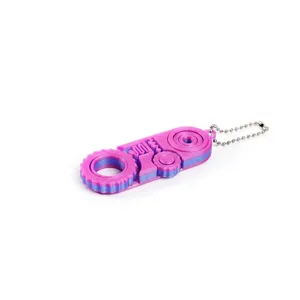 Detail view of 3D printed 3-in-1 fidget toy keychain with dual-color gradient finish