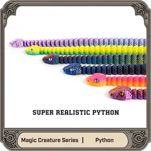 3D Geprinte Gelede Python Flexibele Slang Speelgoed Irillerend PLA Diermodel Woondecoratie Creatief Cadeau Kantoor Desktop Ornament