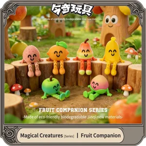Cute 3D Printed Fruit Companion Desktop Ornament Articulated Jointed PLA Fruit Figurines For Office Home Decor Gift