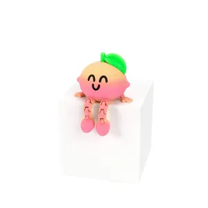 Articulated 3D printed fruit peach character figurine cute creative desk ornament gift
