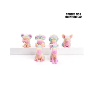 3D-gedrucktes Regenbogen-Federhund-Spielzeugset zur Stressbewältigung, 6er-Pack