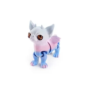 Figura de perro Chihuahua demonio impresa en 3D con un degradado artístico rosa y azul