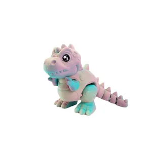 3D printed iridescent gradient T-Rex dinosaur toy figurine with textured finish for decor