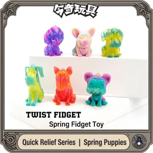 3D-Gedrucktes Frühlingshund-Fidget-Spielzeug Farbverlauf Seide PLA Hundefigur Set Desktop Dekompressionsspielzeug Tierschmuck Für Büro Zuhause