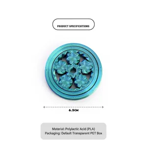 Fidget spinner circolare stampato in 3D con design a ingranaggi verde acqua antistress
