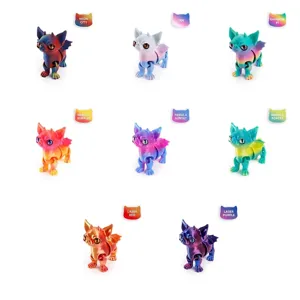 Figura de perro Chihuahua diablo articulada impresa en 3D con 8 estilos de degradado únicos