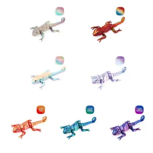 Figuras de lagarto camaleón articuladas impresas en 3D en siete vibrantes colores