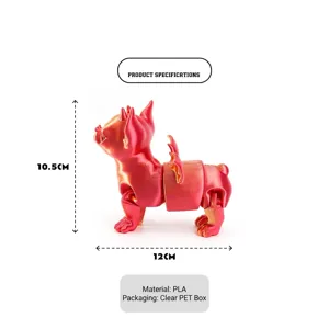 Adorno de escritorio de bulldog diablo impreso en 3D degradado rojo en material PLA de calidad