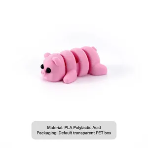 Adorno de cerdo rosa articulado impreso en 3D para decoración de micropaisajes