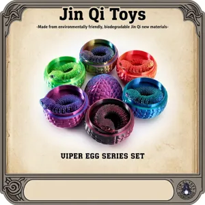 3D Printed Articulated Viper Snake And Egg Set Flexible Jointed Toy Iridescent PLA Model Mystery Gift Modern Desktop Ornament