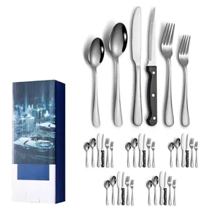 36-piece stainless steel silver cutlery set with knife fork spoon for 6 persons