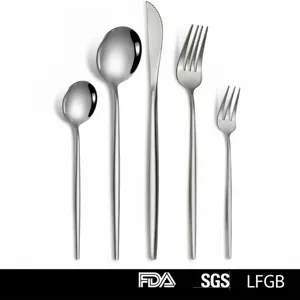 5-piece stainless steel cutlery set macro view detail showing smooth polished surface finish