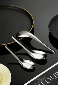 Detailed macro view of 304 stainless steel flat bottom spoons in assorted sizes