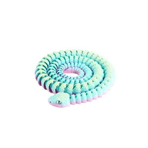 Gelede 3D-geprinte speelgoedslang in pastelverloopkleuren voor decor