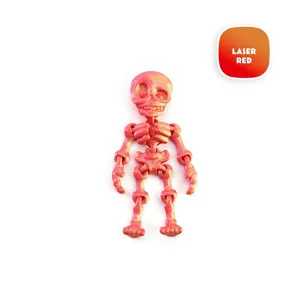 3D printed skeleton figurine with laser red gradient finish for Halloween decor