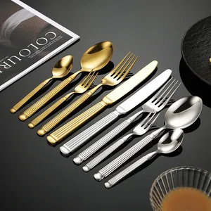 304 Stainless Steel Flatware Set With Roman Column Handle Mirror Polished Dinner Knife Fork Spoon For Hotel Restaurant Home Tableware