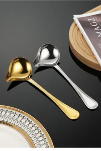 Premium set of two stainless steel duckbill sauce spoons in gold and silver finish