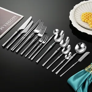 Modern 304 Stainless Steel Cutlery Set Mirror Polished Dinner Knife Fork Spoon For Home Banquet Western Tableware Slim Handle Design
