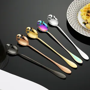 Creative skull shaped stainless steel long handle stirring spoons for coffee dessert