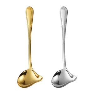 Elegant stainless steel duckbill sauce ladles in polished gold and silver finish