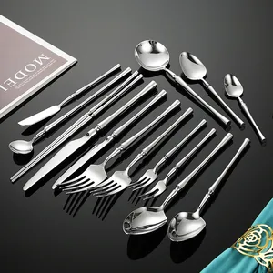 304 stainless steel flatware set with polished hourglass handle for elegant dining