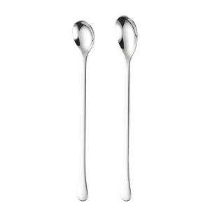 Paire de cuillères à mélanger en acier inoxydable 304 à long manche pour café et cocktail