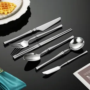 Premium 304 stainless steel cutlery set with polished finish for western dining