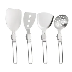 Portable 304 stainless steel folding kitchenware set for outdoor camping cooking