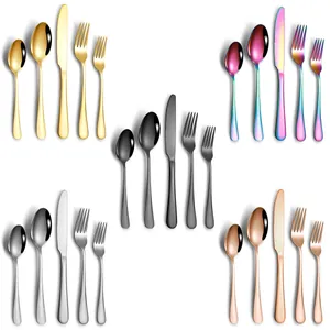 36-piece colorful stainless steel cutlery set including steak knives forks and spoons