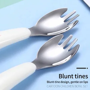 Fourchette d'apprentissage pour bébé en acier inoxydable à dents arrondies
