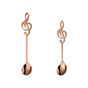 Cuillères créatives en acier inoxydable rose gold en forme de notes de musique pour café