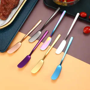 Juego de 7 cuchillos para mantequilla de acero inoxidable 304 con mango largo de colores