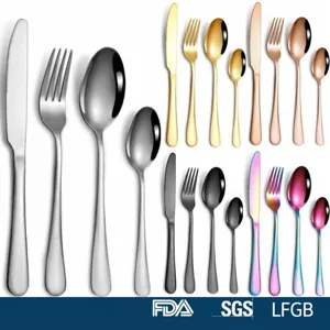 Modern Minimalist Stainless Steel Flatware Set Mirror Polished Steak Knife Dinner Fork Soup Dessert Spoon Western Tableware For Hotel Home Banquet Dining Utensils