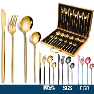 Stile Portoghese Posate in Acciaio Inossidabile 410 Oro Argento Lucidato a Specchio Coltello Forchetta Cucchiaio Cucina Matrimonio Regalo