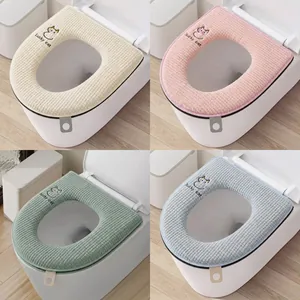 Funda para Asiento de Inodoro de Peluche Bordada Gato Con Cremallera Impermeable Cálido Universal Suave Lavable Alfombrilla de Baño